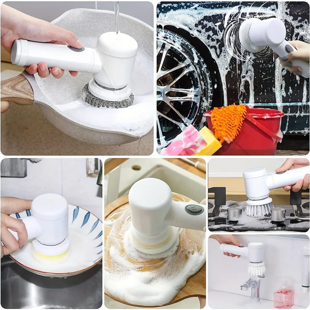 Cordless Electric Spin Scrubber 5-in-1 Cleaning Brush