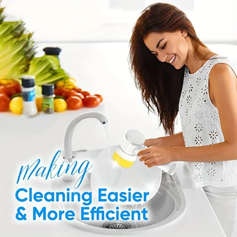 Cordless Electric Spin Scrubber 5-in-1 Cleaning Brush
